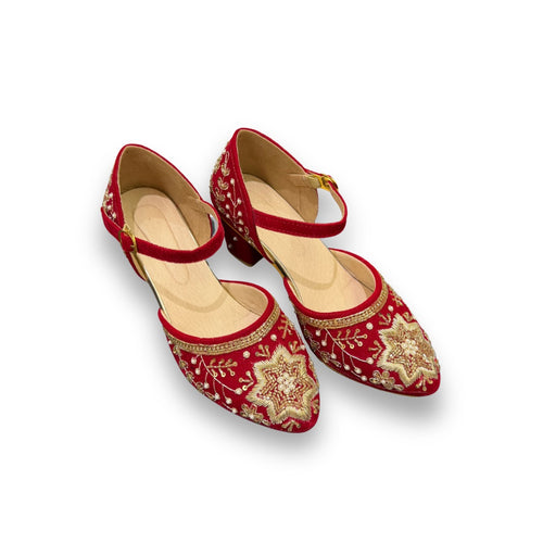 FANCY BLOCK HEEL - RED