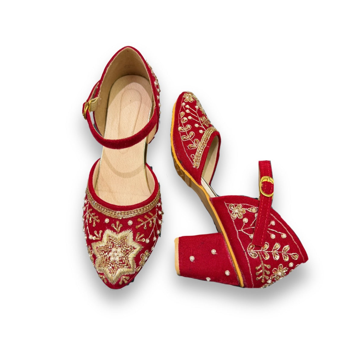 FANCY BLOCK HEEL - RED
