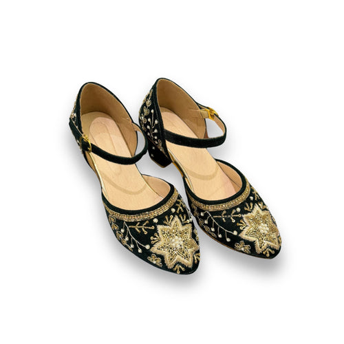 FANCY BLOCK HEEL - BOTTEL GREEN