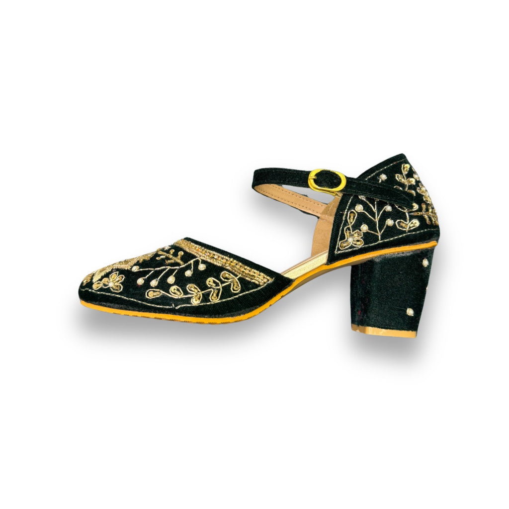 FANCY BLOCK HEEL - BOTTEL GREEN