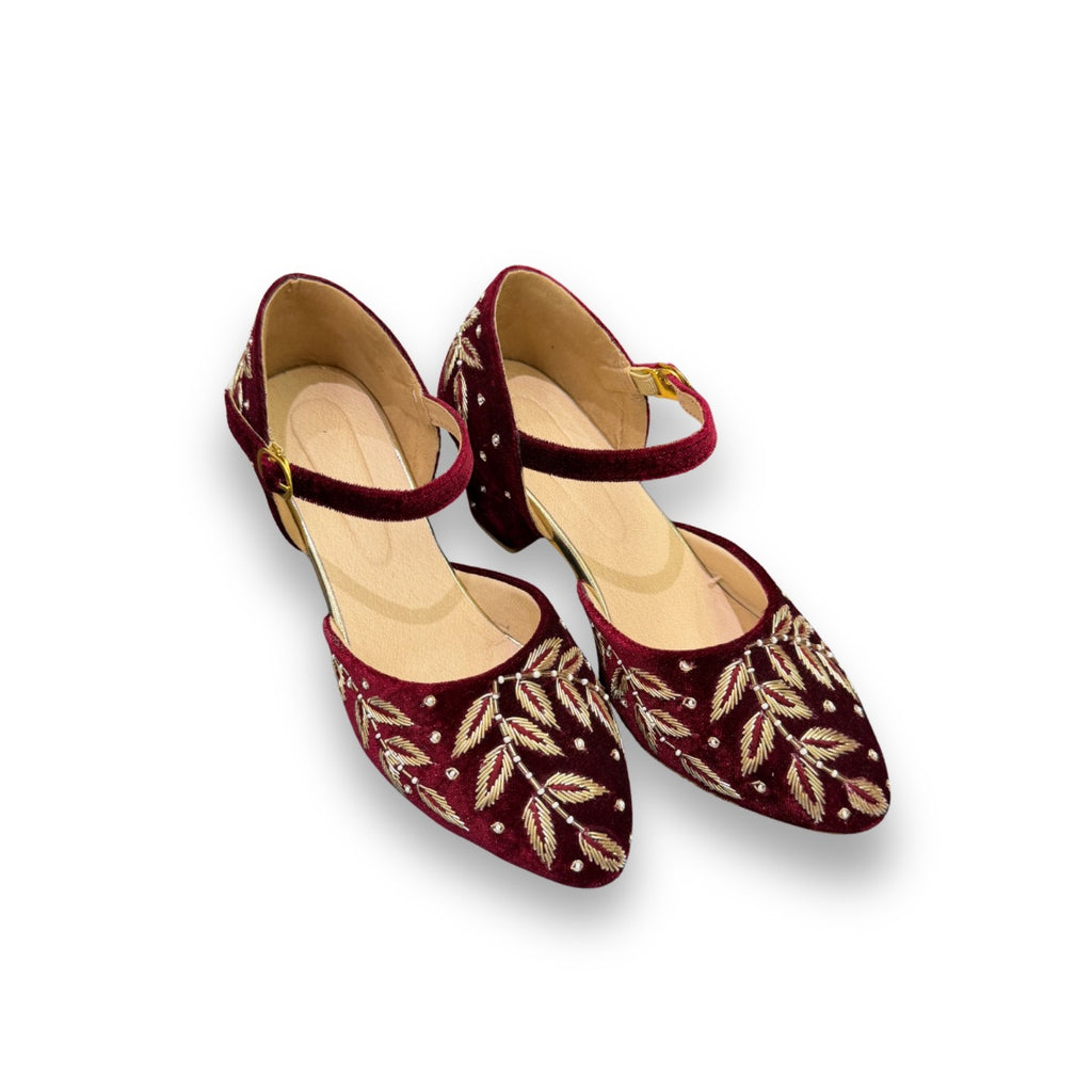 FANCY BLOCK HEEL - MEHROON