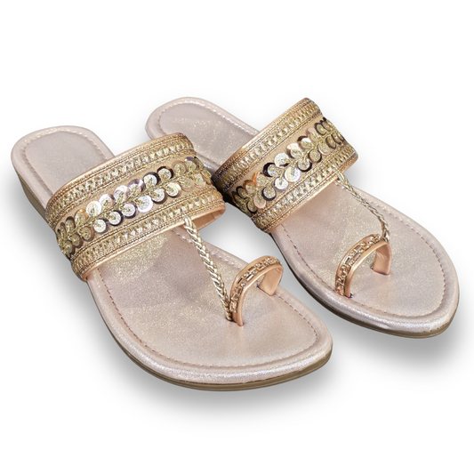 Rose-Gold Sequin Fancy Chappal