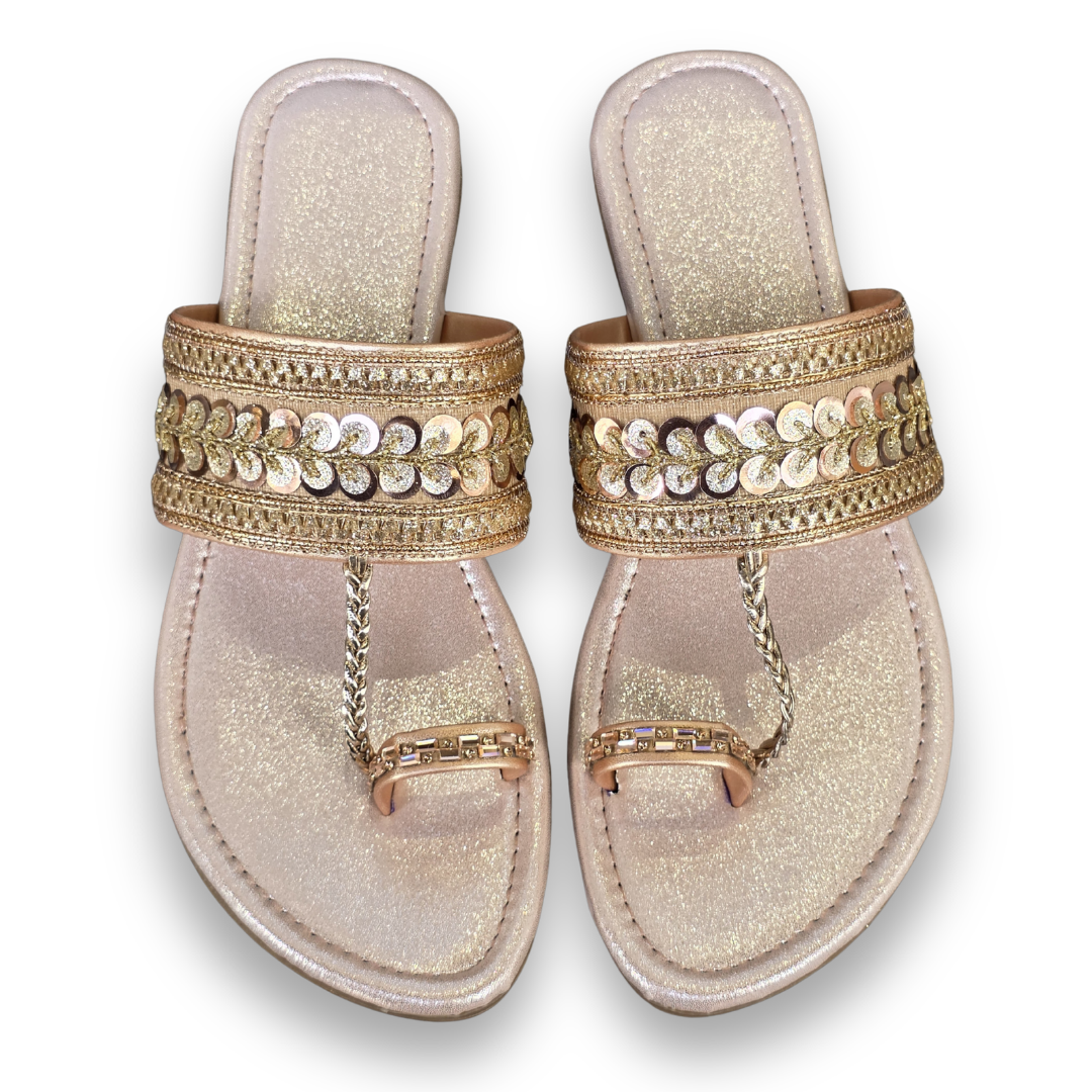 Rose-Gold Sequin Fancy Chappal
