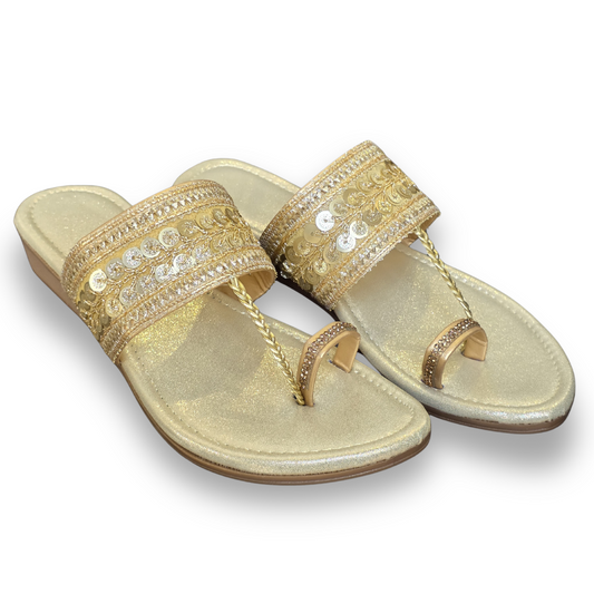 Golden Sequin Fancy Chappal