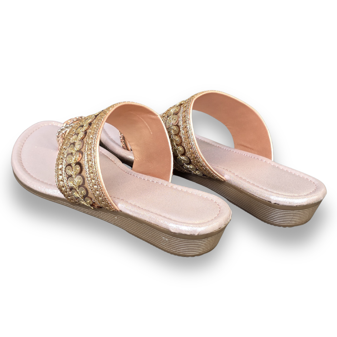Rose-Gold Sequin Fancy Chappal