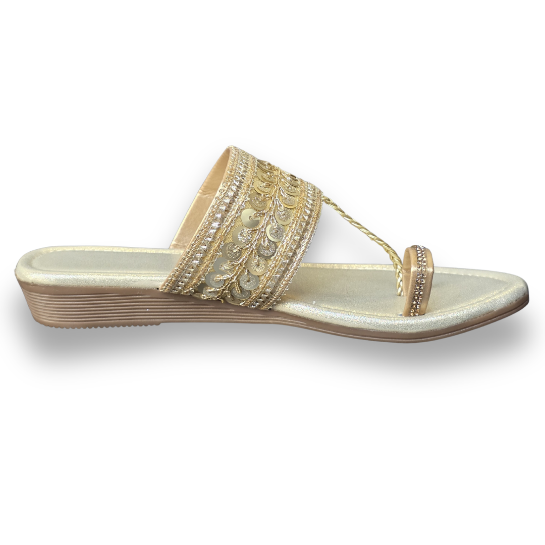 Golden Sequin Fancy Chappal