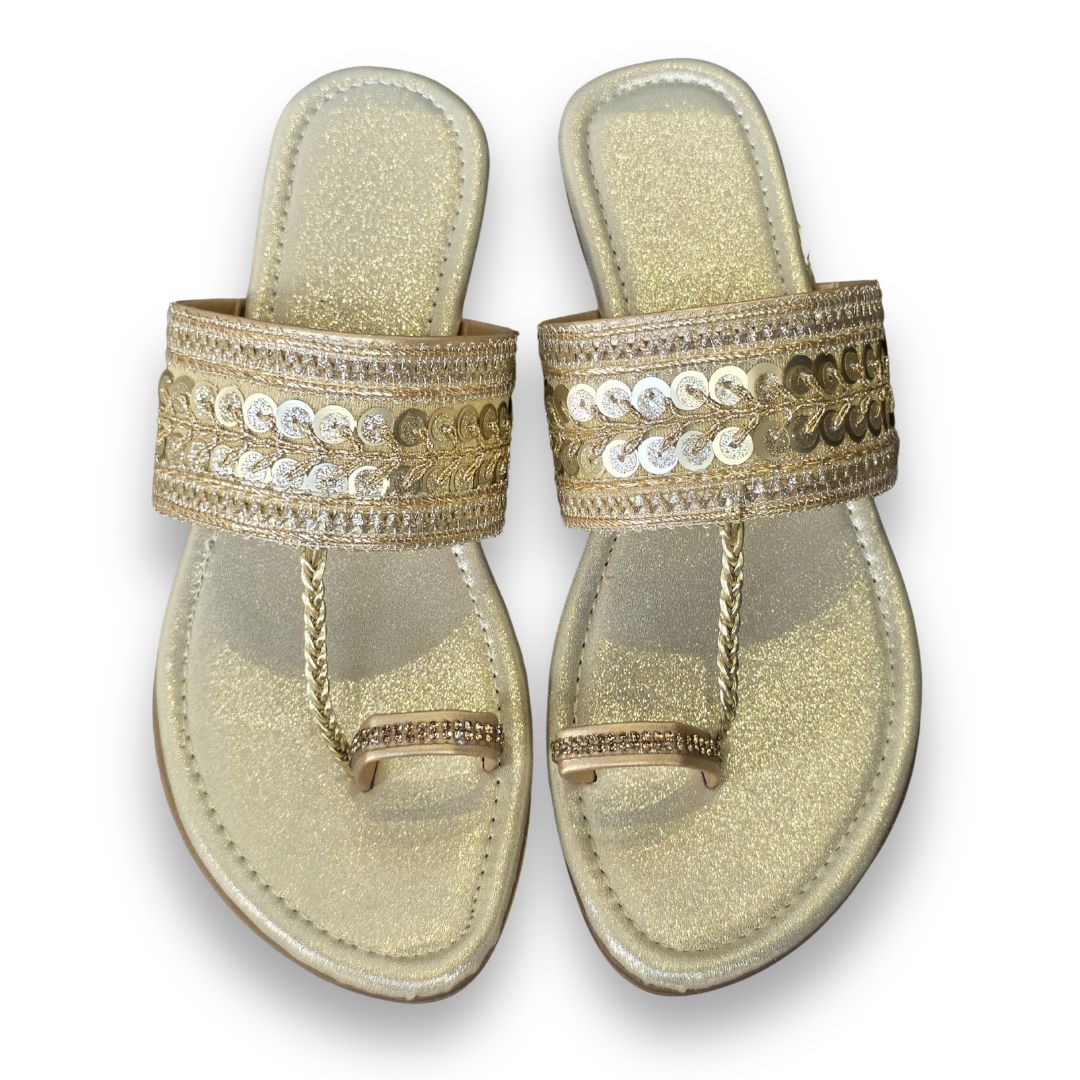 Golden Sequin Fancy Chappal