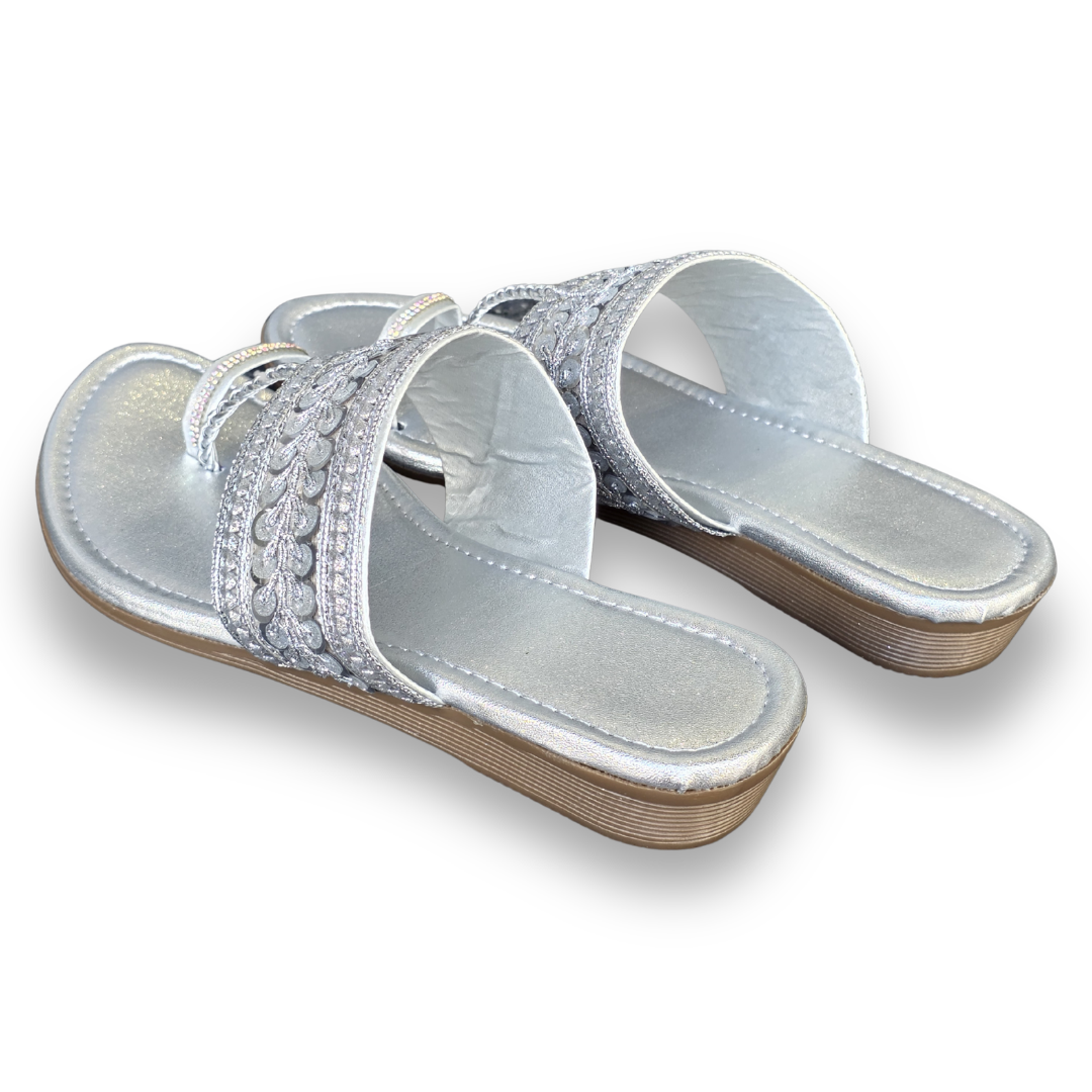 Silver Sequin Fancy Chappal