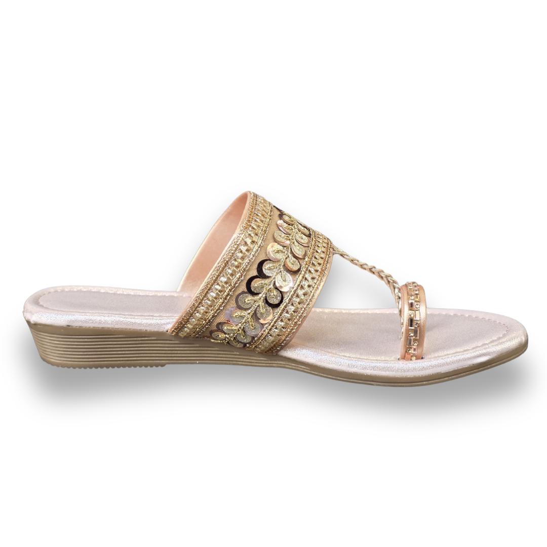Rose-Gold Sequin Fancy Chappal